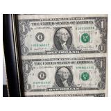 Framed Dollar Bill Wall Art - Gridded One-Dollar Note Print in Black Frame