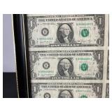 Framed Dollar Bill Wall Art - Gridded One-Dollar Note Print in Black Frame