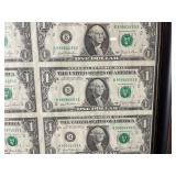 Framed Dollar Bill Wall Art - Gridded One-Dollar Note Print in Black Frame