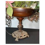 Vintage 5-Light Leaf-Arm Chandelier Lamp with Amber Glass Bulbs