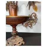 Vintage 5-Light Leaf-Arm Chandelier Lamp with Amber Glass Bulbs
