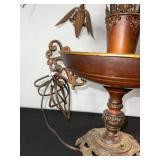 Vintage 5-Light Leaf-Arm Chandelier Lamp with Amber Glass Bulbs