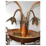 Vintage 5-Light Leaf-Arm Chandelier Lamp with Amber Glass Bulbs