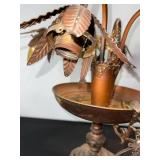 Vintage 5-Light Leaf-Arm Chandelier Lamp with Amber Glass Bulbs