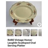 Homer Laughlin Vintage Oval Scalloped Serving Platter - Floral Edge