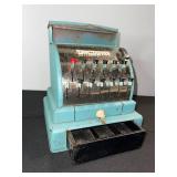 Tom Thumb Turquoise Vintage Toy Cash Register - 1c-50c Levers, No Sale