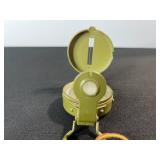 Vintage U.S. Army Lensatic Compass Olive Drab - Flip Cover, Lanyard, Military Surplus