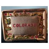 Vintage Souvenir Ash Tray Set - Colorado, Chicago, Nevada Enamel