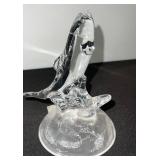 Glass Trout Figurine Sculpture on Clear Pedestal Base - Decorative Coastal Accent