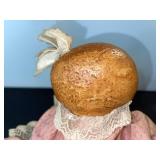 Antique Rag Doll with Lace Dress - Pink Pattern Gown, Painted Face