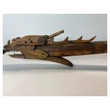 Vintage Tribal Hand-Carved Dragon-Head Wooden Staff