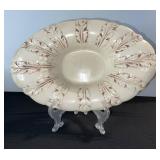 Red Wing Leaf-Relief Platter - 16 1/2 in - Cream Glaze - USA