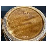 USA Stoneware Lidded Crock With 2 Bowls - Brown Glaze