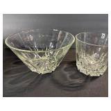 Crystal Glass Bowls - Floral Engraved Cut Pattern (2-Piece)