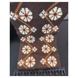 Wall Art Textile Wall Hanging with Metal Adornments - Brown Geometric Pattern