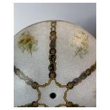 Vintage Daisy Floral Glass Ceiling Light Shade - Gold Chain Grid, 9in