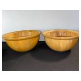 Wooden Bowls - Set of 2 Honey Maple Finish 9-10 in Diameter