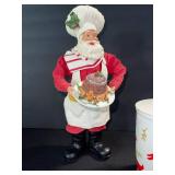 Santa Claus Figurine with Cake Plate & Ceramic Reindeer Cookie Jar
