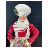 Santa Claus Figurine with Cake Plate & Ceramic Reindeer Cookie Jar