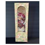 Porcelain Doll in Plaid Dress & Red Beret - Vintage Floral Boxed Collectible