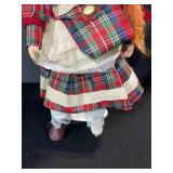 Porcelain Doll in Plaid Dress & Red Beret - Vintage Floral Boxed Collectible