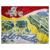 Colorful Colorado Map Bandana - Vintage Colorado State Print Textile