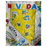 Nevada Map Souvenir Scarf - Vintage Travel Textile with Las Vegas & Town Labels