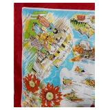 Arizona Map Scarf - Vintage Travel Souvenir With Landmarks & Desert Scene
