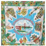 Scarf - Picturesque Chinatown Gateway to the Orient - Vintage Decorative Textile