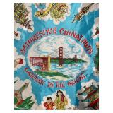 Scarf - Picturesque Chinatown Gateway to the Orient - Vintage Decorative Textile