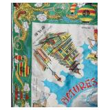 Scarf - Picturesque Chinatown Gateway to the Orient - Vintage Decorative Textile