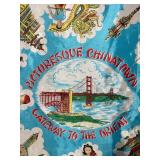 Scarf - Picturesque Chinatown Gateway to the Orient - Vintage Decorative Textile