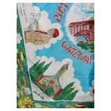 Scarf - Picturesque Chinatown Gateway to the Orient - Vintage Decorative Textile