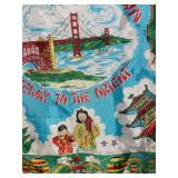 Scarf - Picturesque Chinatown Gateway to the Orient - Vintage Decorative Textile