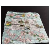 South Dakota Map Scarf - Floral Pink Flowers on Light Blue Fabric Souvenir