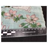South Dakota Map Scarf - Floral Pink Flowers on Light Blue Fabric Souvenir
