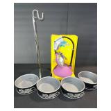 Springform Cake Pans Set of 4 with Chrome Stand & Pink Magnifier Lamp
