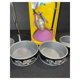 Springform Cake Pans Set of 4 with Chrome Stand & Pink Magnifier Lamp
