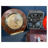 Antique Clock Lot - Ingraham & Miller 8-Day Alarm & Mantel Clocks, Floral Plate Clock