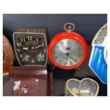 Antique Clock Lot - Ingraham & Miller 8-Day Alarm & Mantel Clocks, Floral Plate Clock