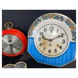 Antique Clock Lot - Ingraham & Miller 8-Day Alarm & Mantel Clocks, Floral Plate Clock