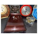 Antique Clock Lot - Ingraham & Miller 8-Day Alarm & Mantel Clocks, Floral Plate Clock