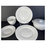 Gibson White Dinnerware Set - Plates, Bowls & Lidded Casserole (Dishwasher & Oven Safe)