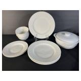 Gibson White Dinnerware Set - Plates, Bowls & Lidded Casserole (Dishwasher & Oven Safe)