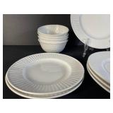 Gibson White Dinnerware Set - Plates, Bowls & Lidded Casserole (Dishwasher & Oven Safe)