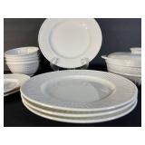 Gibson White Dinnerware Set - Plates, Bowls & Lidded Casserole (Dishwasher & Oven Safe)