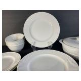 Gibson White Dinnerware Set - Plates, Bowls & Lidded Casserole (Dishwasher & Oven Safe)
