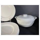 Gibson White Dinnerware Set - Plates, Bowls & Lidded Casserole (Dishwasher & Oven Safe)