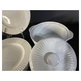 Gibson White Dinnerware Set - Plates, Bowls & Lidded Casserole (Dishwasher & Oven Safe)