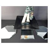 Porcelain Figurine of Woman in Green Swirl Blouse with Hat & Bag